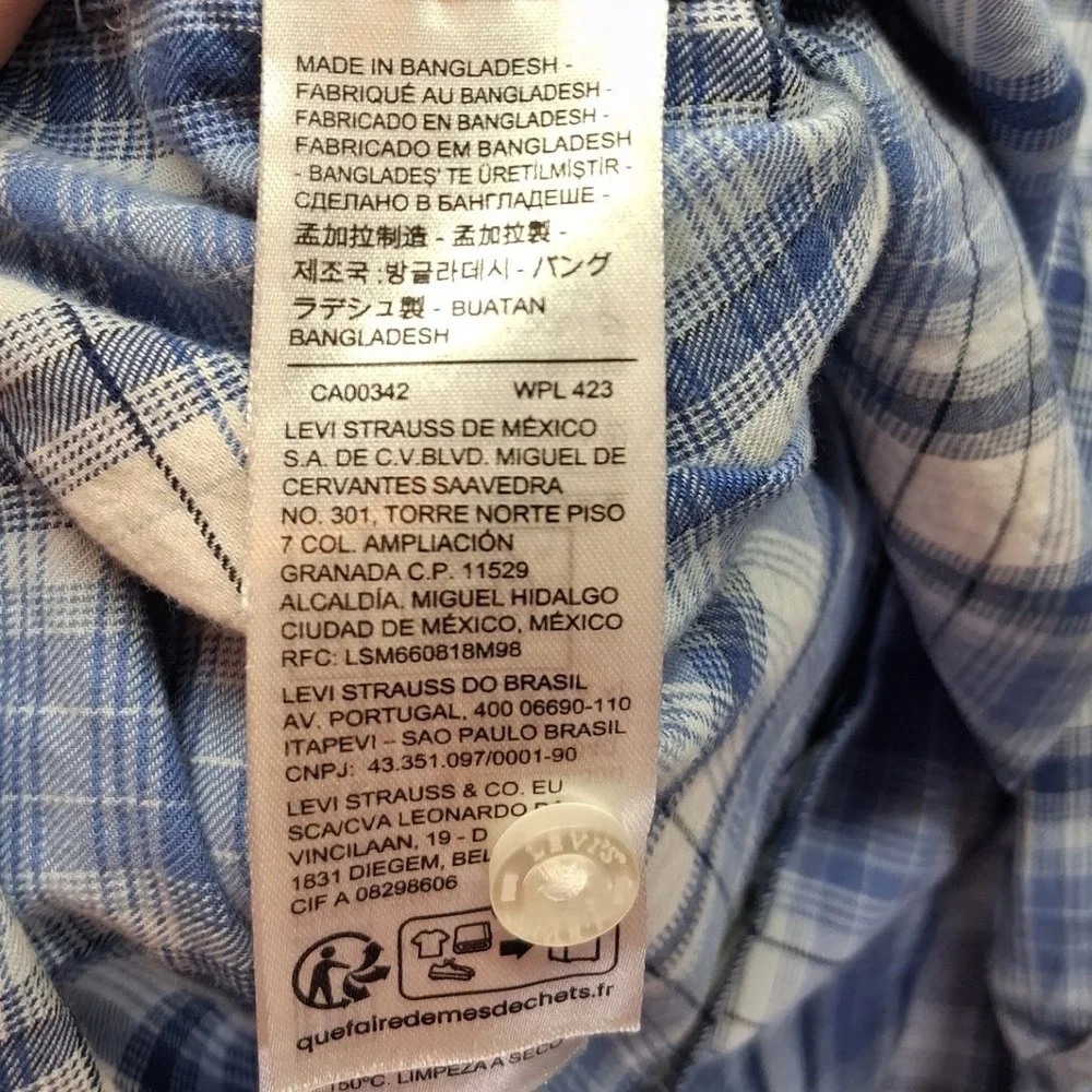 Levis Mens Cowboy Plaid Pearl Snap Western Shirt Standard Fit Medium CW-3323